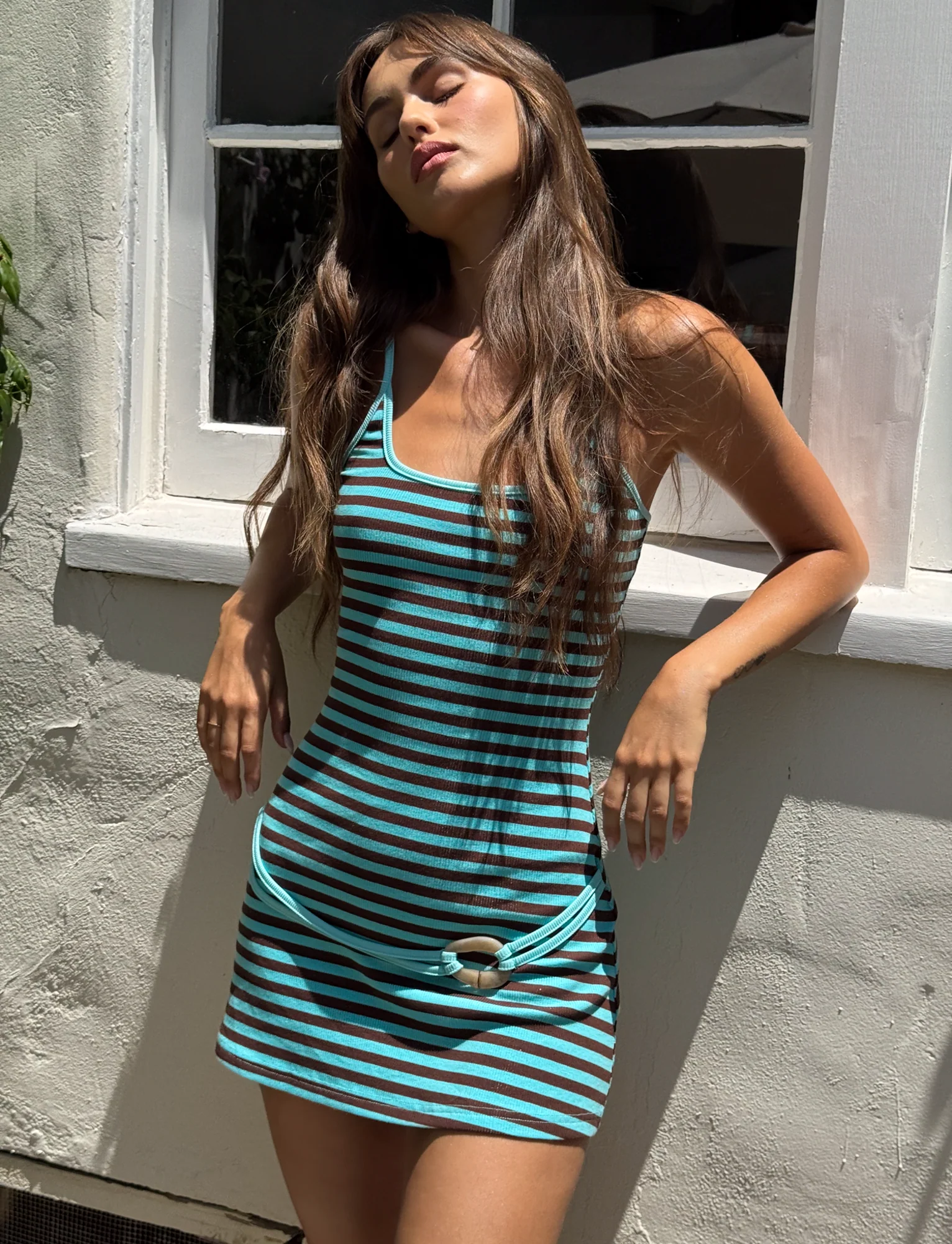 CELESTE MINI DRESS - BLUE STRIPE - Stylemaxs
