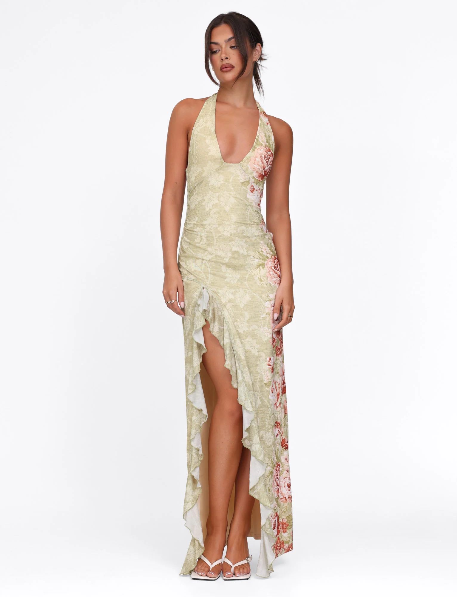 SIRENA MAXI DRESS - YELLOW : FLORAL : ROSE STRIPE - Stylemaxs