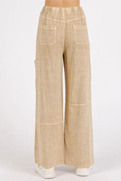 Mittoshop Mineral Wash Drawstring Elastic Waist Pants - Stylemaxs