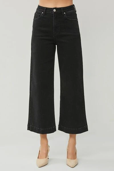 RISEN Full Size High Rise Wide Leg Ankle Jeans Plus Size - Stylemaxs