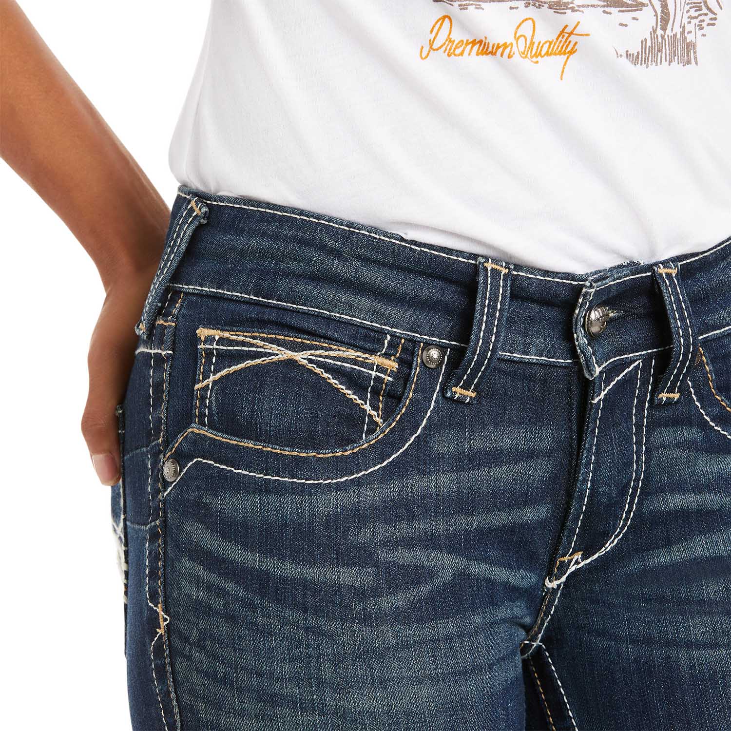 Ariat Women's Mid Rise Stretch Whipstitch Boot Cut Jeans - Stylemaxs