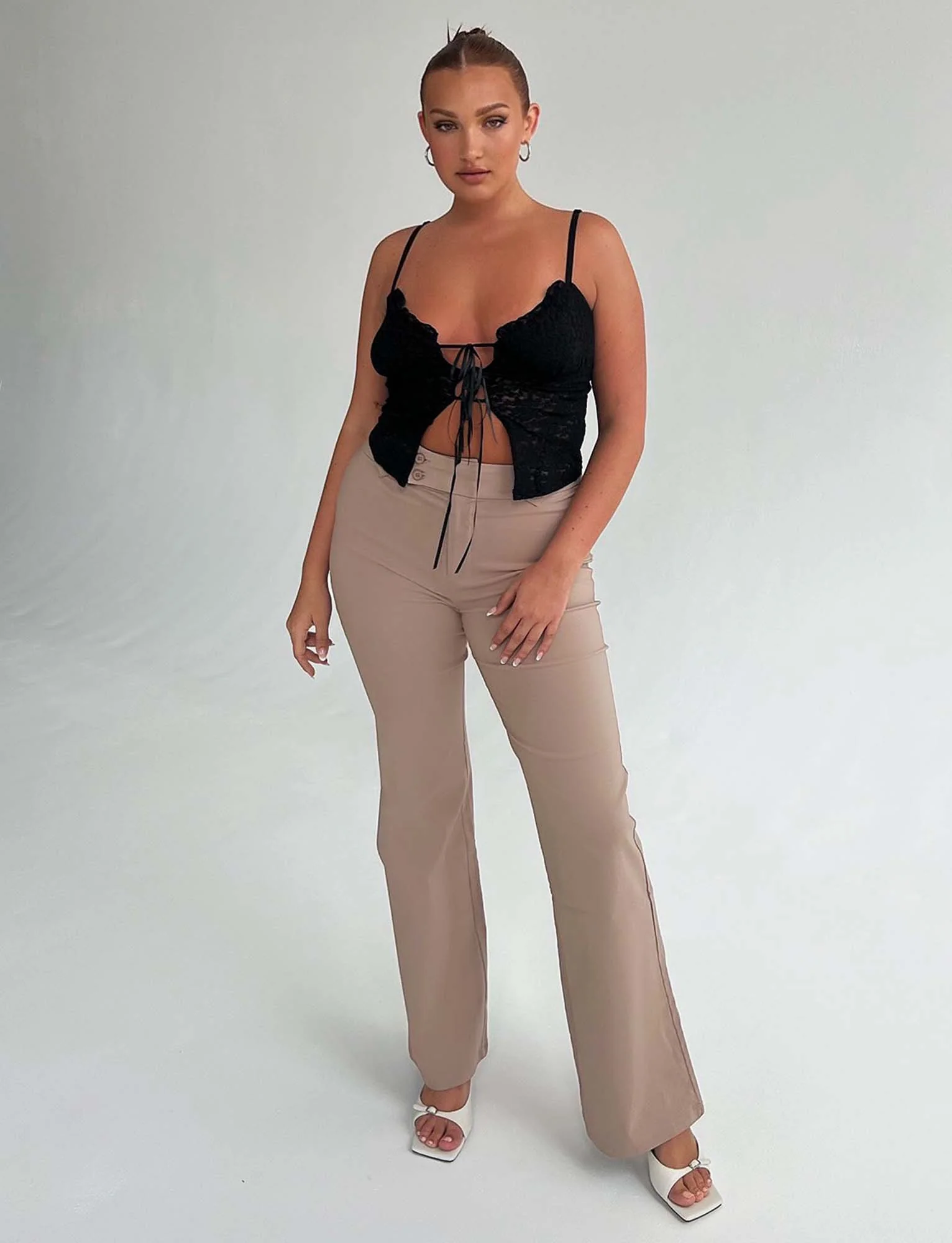 KITTIE HIGH RISE PANT - BEIGE : TAN - Stylemaxs