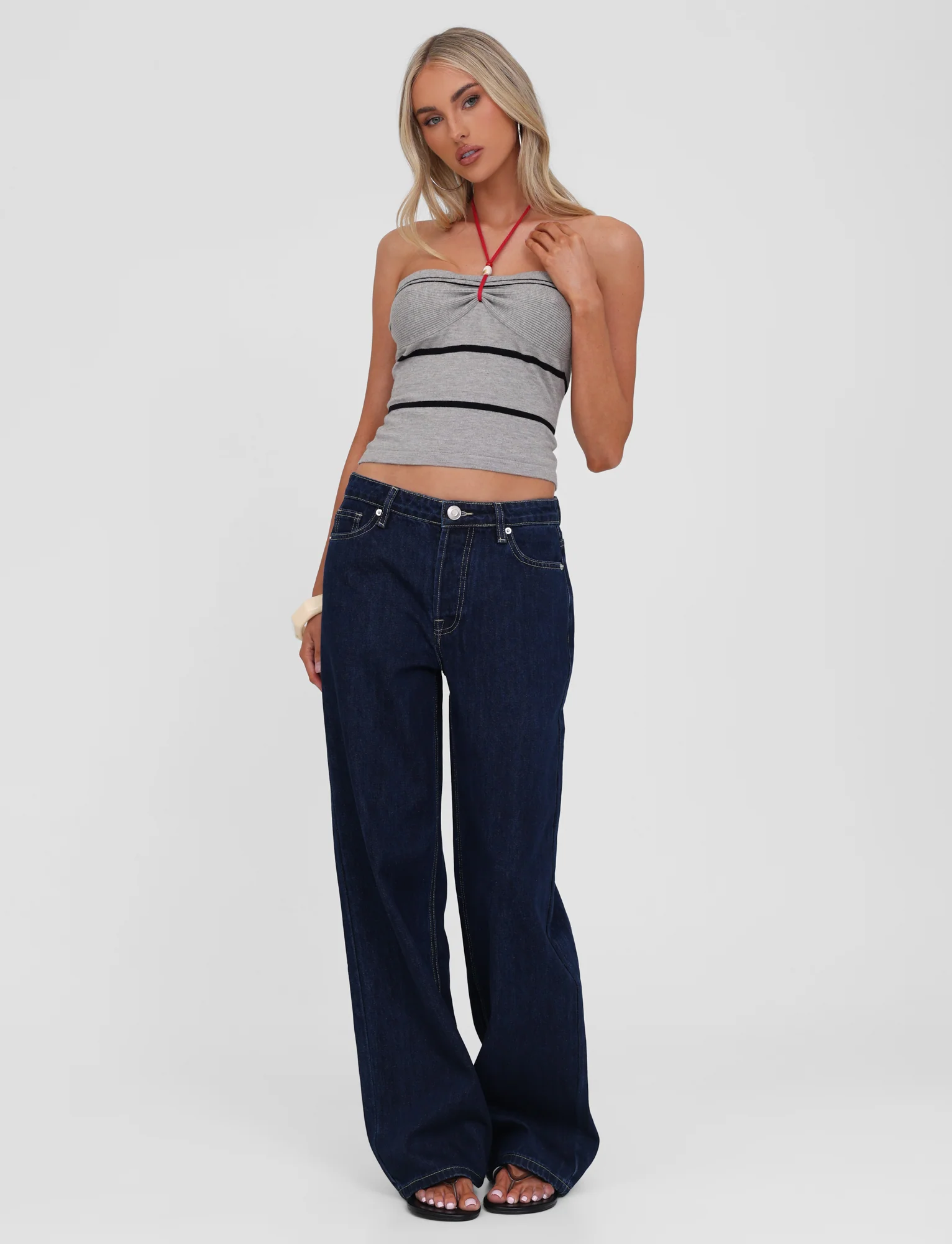 NOUR TOP - GREY STRIPE - Stylemaxs