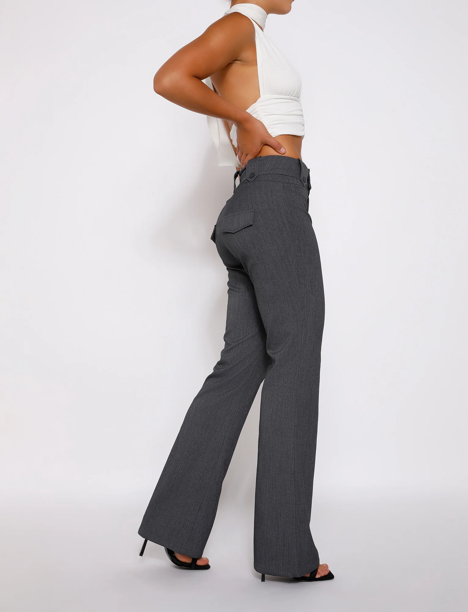 KITTIE HIGH RISE PANT - GREY - Stylemaxs