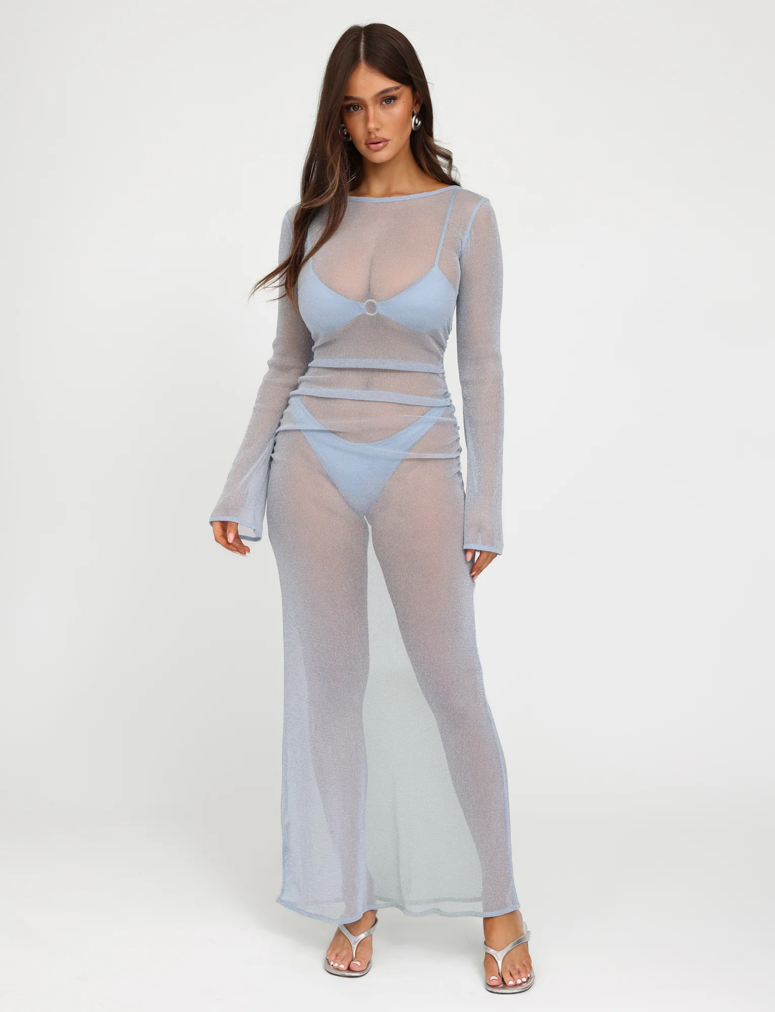 ALAYNA THREE PIECE MAXI DRESS - BLUE : PALE BLUE - Stylemaxs