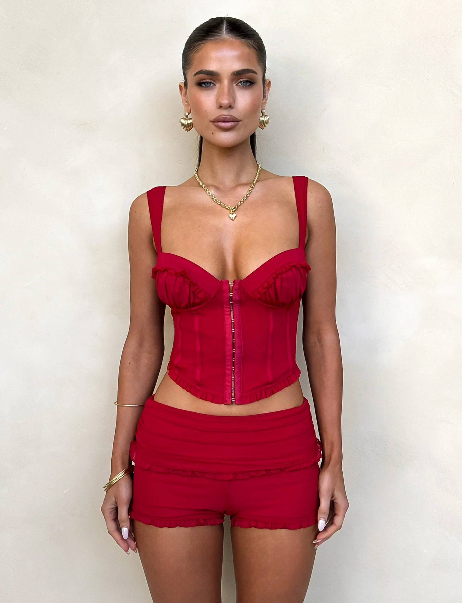 GINNY SHORT - RED : CHERRY RED - Stylemaxs