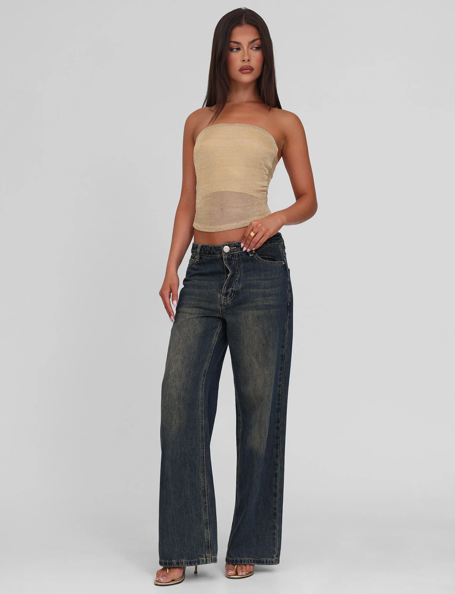 HARRIETT TUBE TOP - GOLD - Stylemaxs