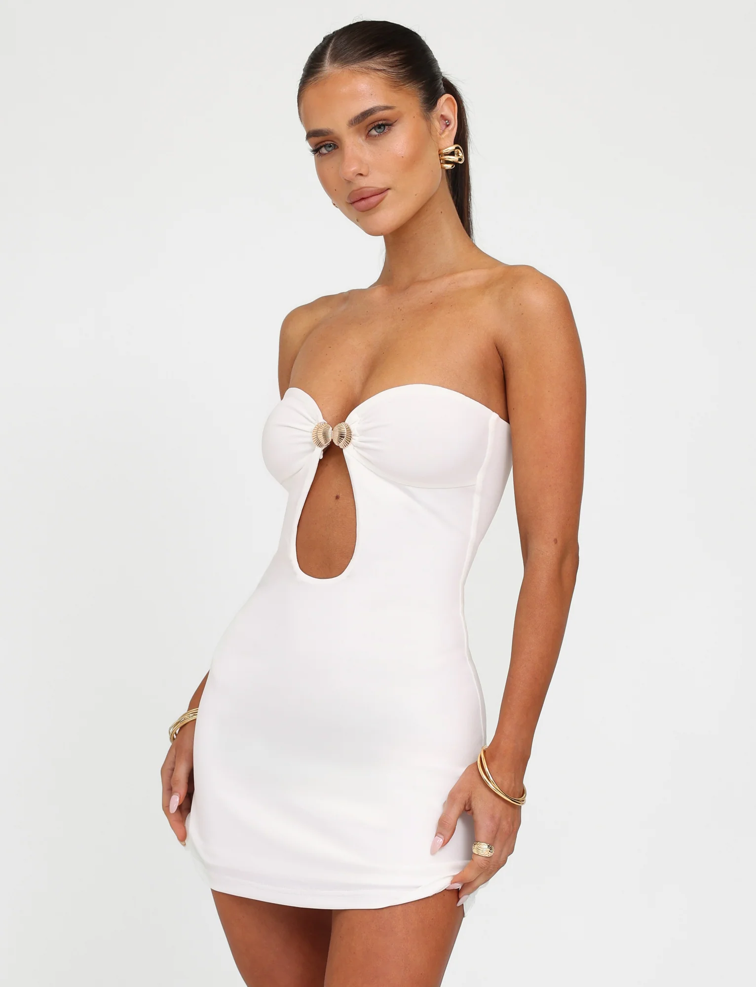CECILY MINI DRESS - WHITE - Stylemaxs