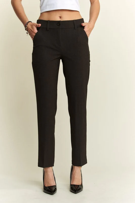 ADORA Zipper Skinny 2 Pockets Pants - Stylemaxs