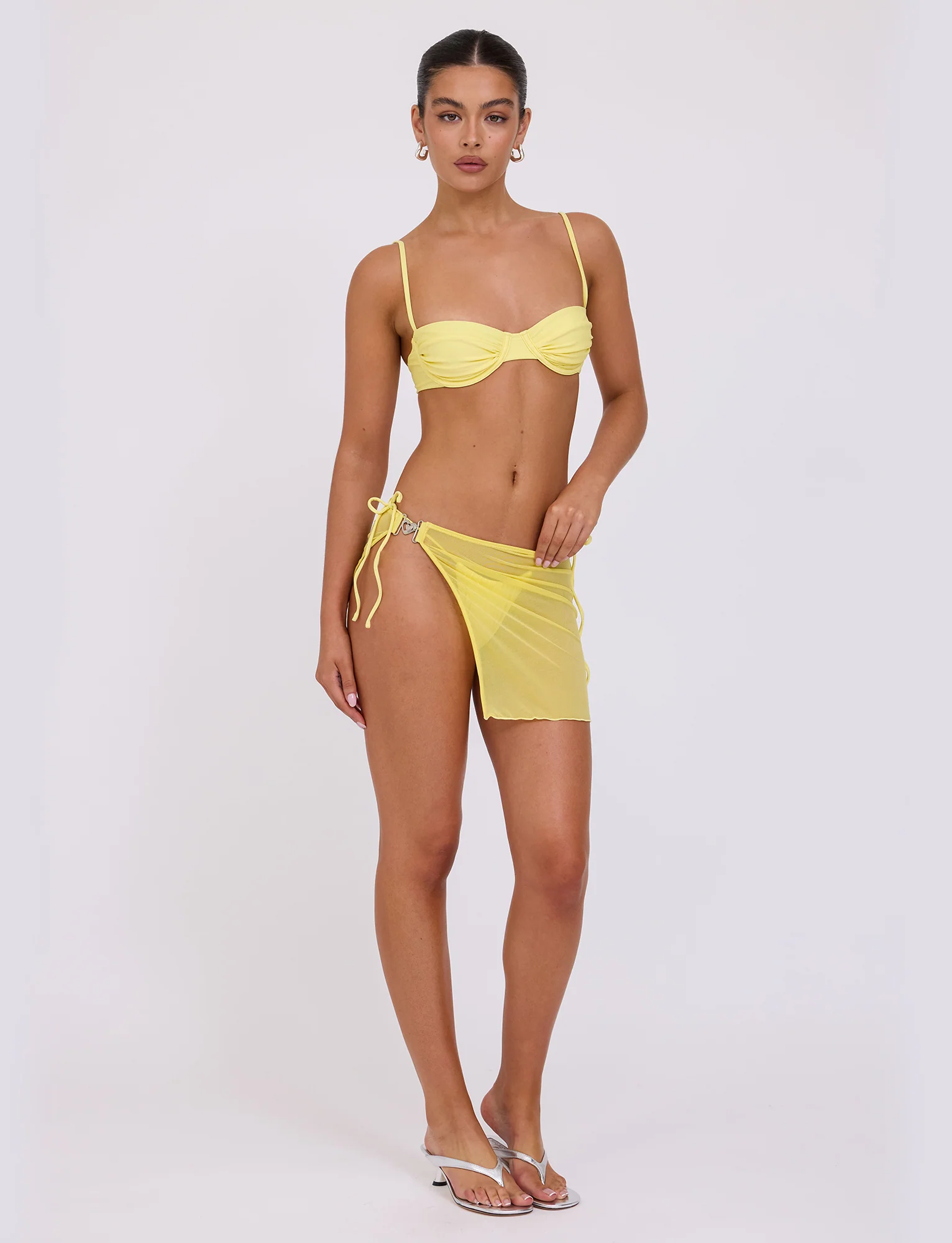 CYNTHIA MINI MESH SKIRT - YELLOW : PALE YELLOW - Stylemaxs