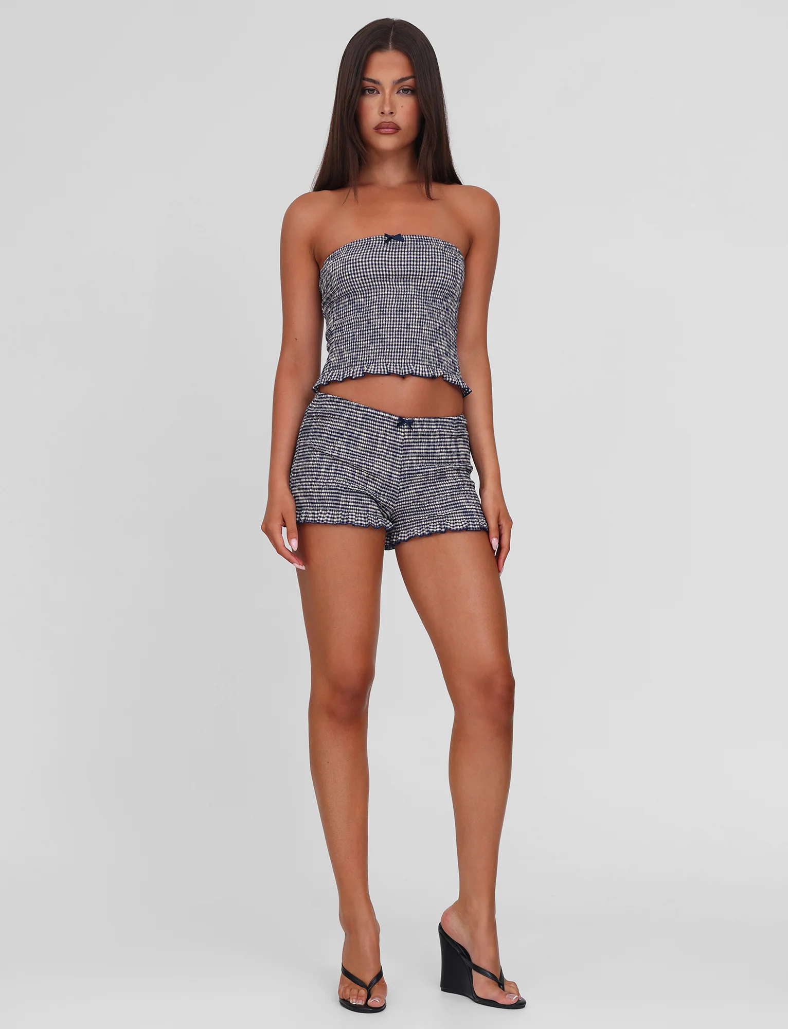 ERYNN SHORTS - NAVY GINGHAM - Stylemaxs