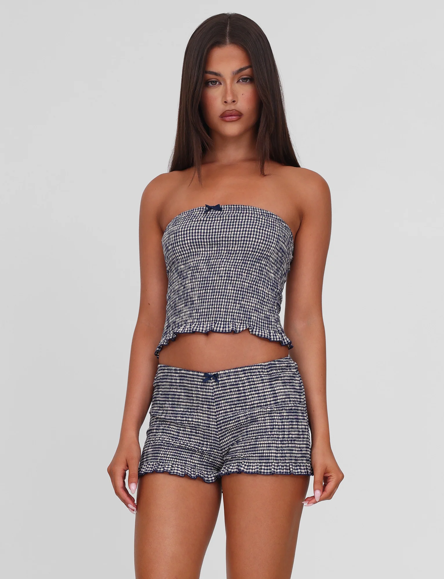 ERYNN TOP - NAVY GINGHAM - Stylemaxs